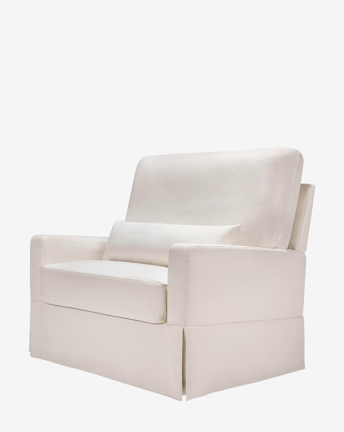 The Crawford Pillowback Chair and a Half is a modern, oversized white chair with a high back, wide seat, straight armrests, and a matching cushion—ideal as a nursery or cozy swivel lounge chair with smooth upholstery, by McGee & Co.