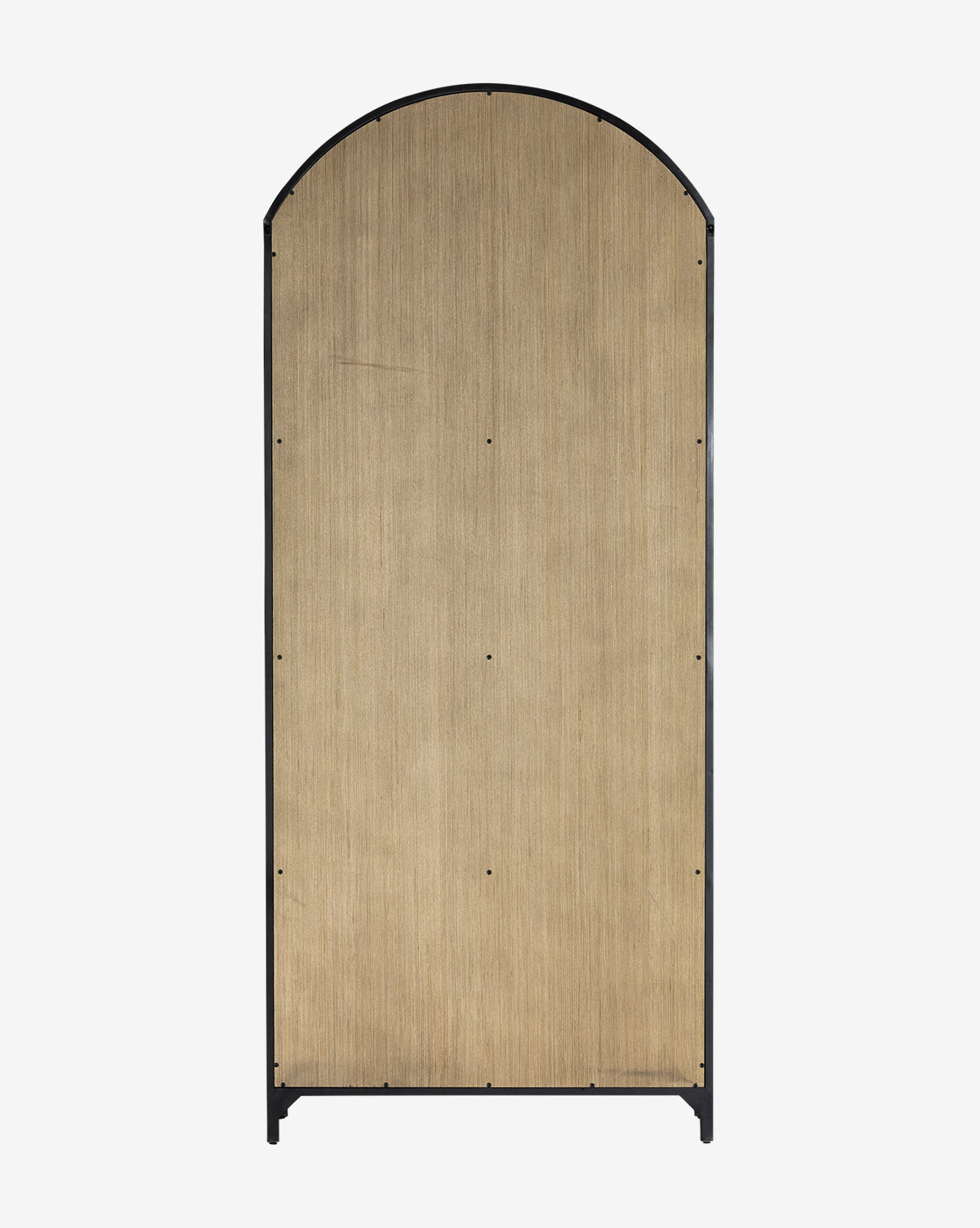 With its tall, arched design and light wood center framed by a slim black border, the minimalist Darcie Cabinet adds understated elegance to modern decor with its simple, unadorned surface.