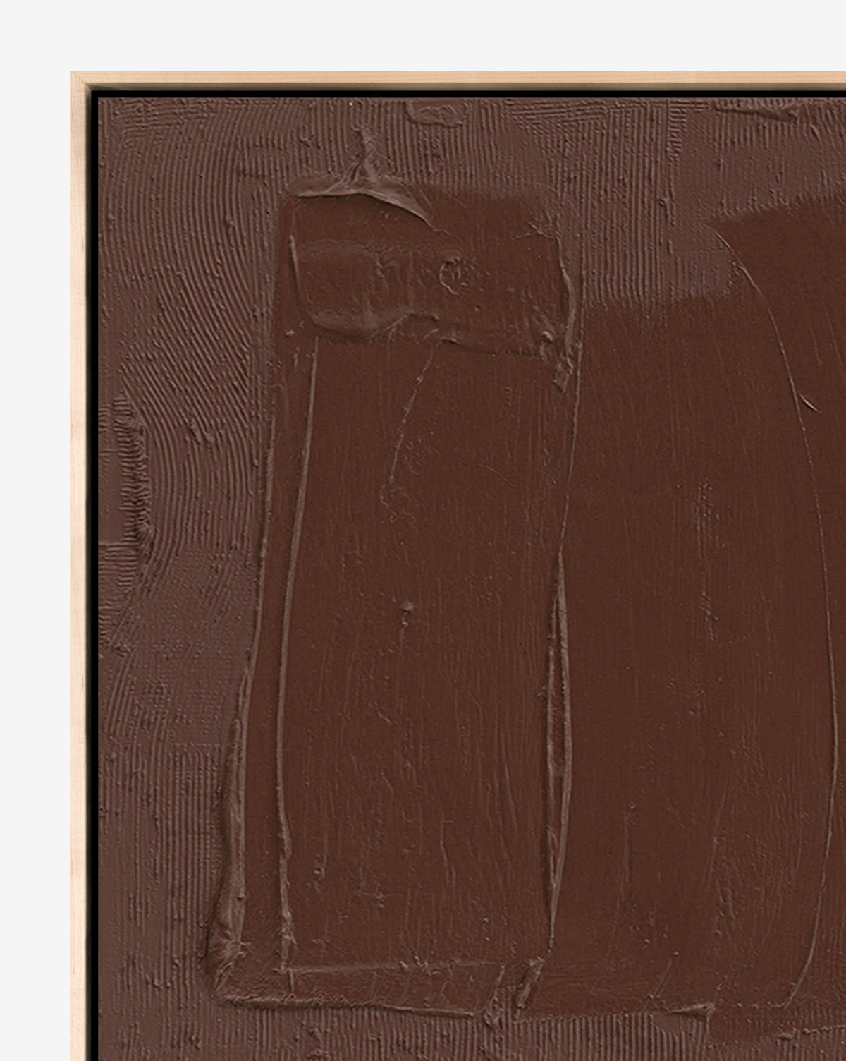 Downtown Brown is a textured abstract painting with thick brown brushstrokes on canvas, framed in gallery quality. Its visible ridges and patterns make it an ideal textural art piece for elegant home decor.