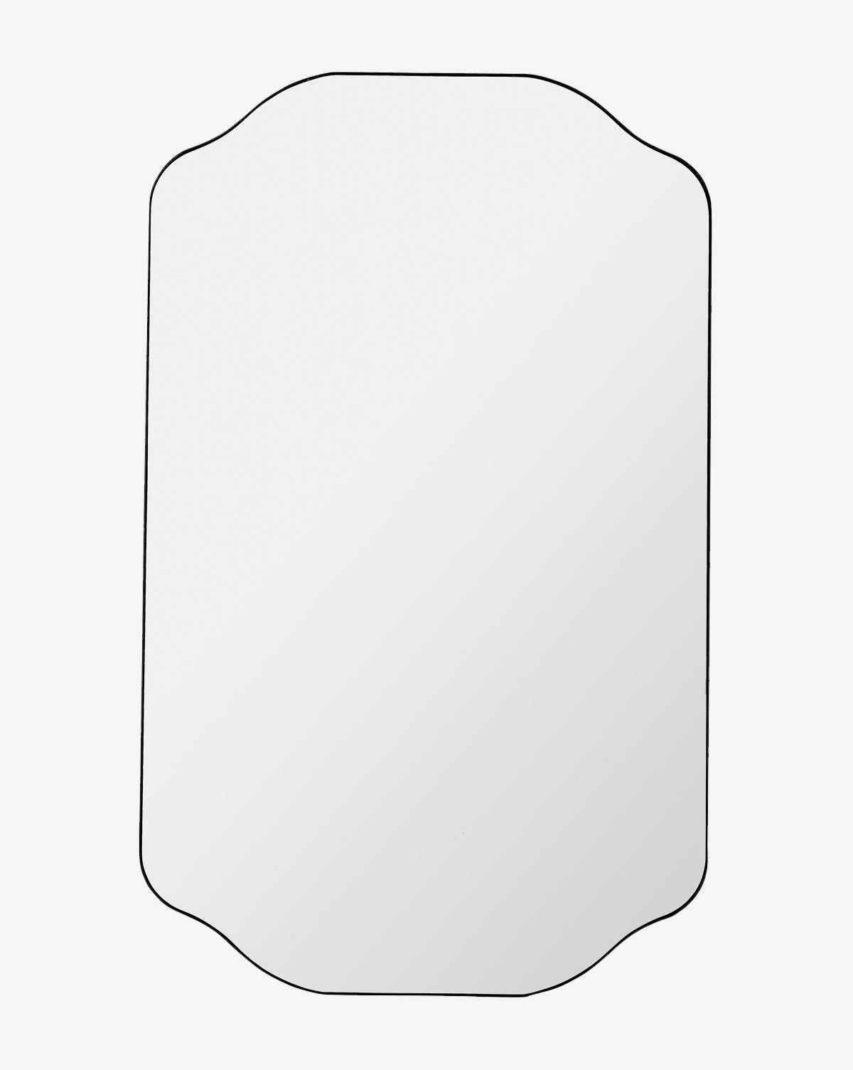 The Ethel Wall Mirror is a frameless, rectangular wall mirror with rounded, scalloped corners, displayed against a plain white background by McGee & Co.