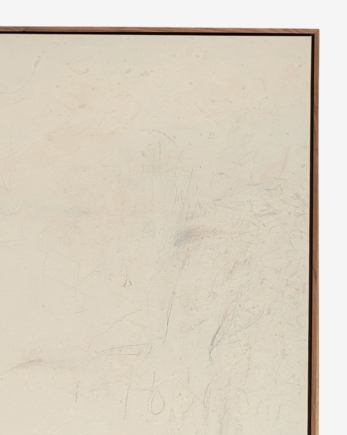 Notes in the Fog No. 1 by Tyler Guinn is a framed abstract wall art piece with a mostly blank, off-white surface featuring subtle pencil marks and light smudges, offering a calming minimalist touch to any space, by McGee & Co.