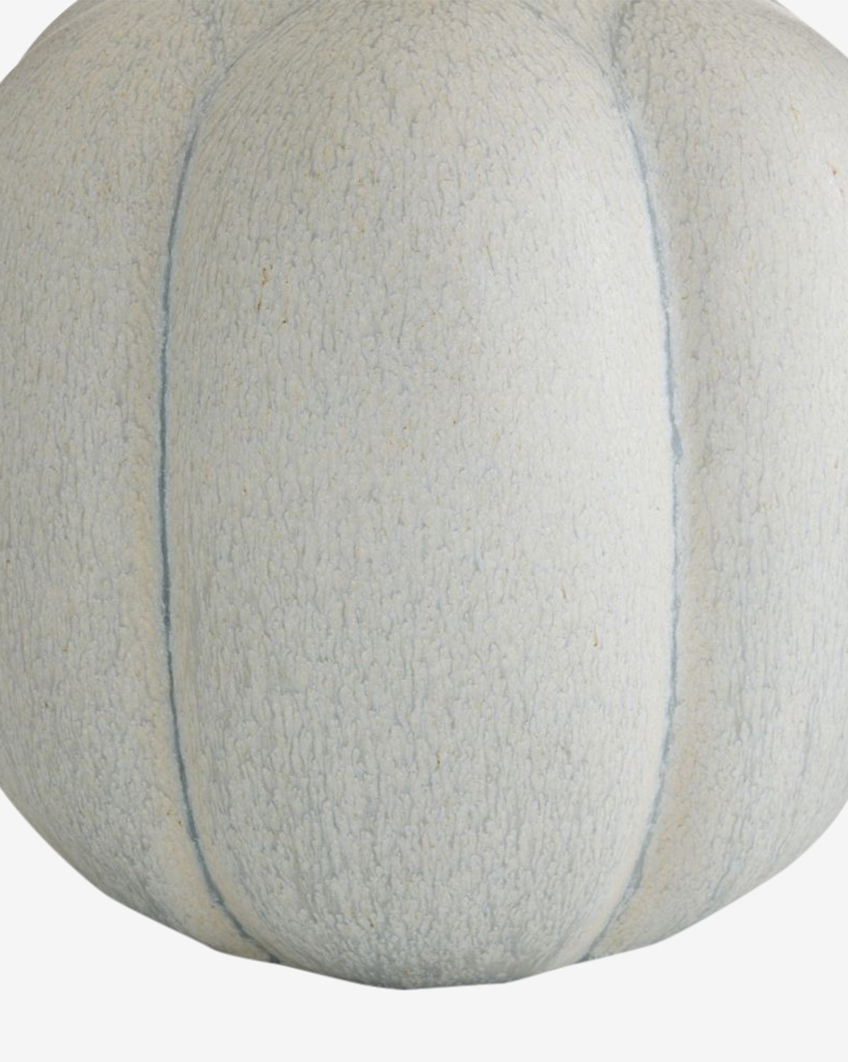 Close-up of a pale, textured pumpkin with subtle blue-gray lines, evoking the grooved design of the Fig Table Lamp—an elegant inspiration for refined home decor, by McGee & Co.