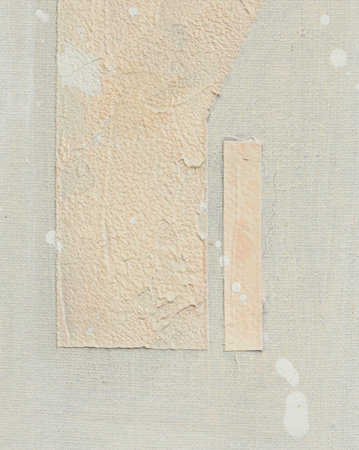 Galactic IX by Jade Dacay is a mixed media artwork on off-white canvas, featuring two vertical rectangles side by side with textured surfaces and white paint splatters—ideal for modern wall decor, by McGee & Co.
