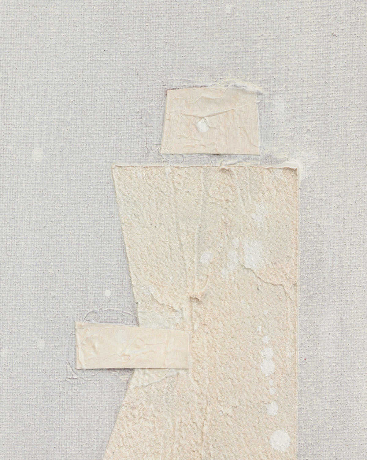 A mixed media minimalist art piece, Galactic V by Jade Dacay, features a textured off-white fabric surface and geometric masking tape on a neutral background, finished with a natural-toned frame, by McGee & Co.