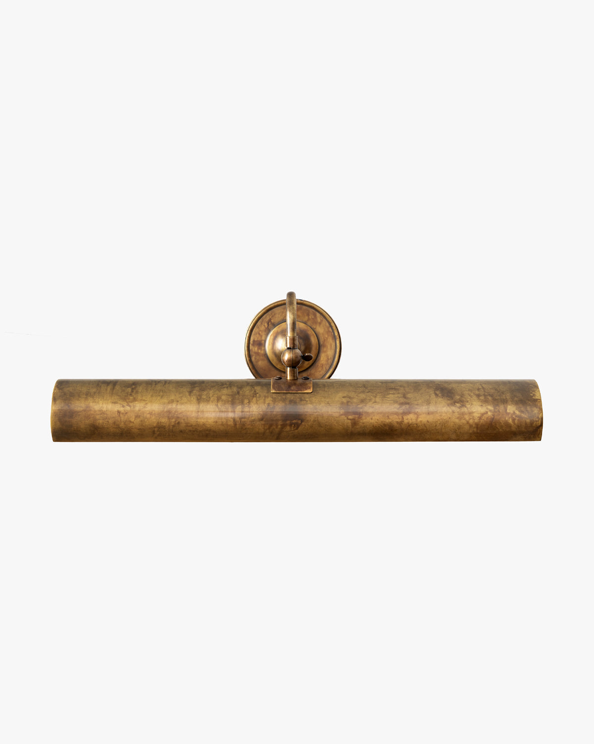 The Gallery Picture Sconce features a vintage-inspired burnished bronze finish with a cylindrical shade and round backplate, ideal for beautifully lighting your artwork or photos by McGee & Co.