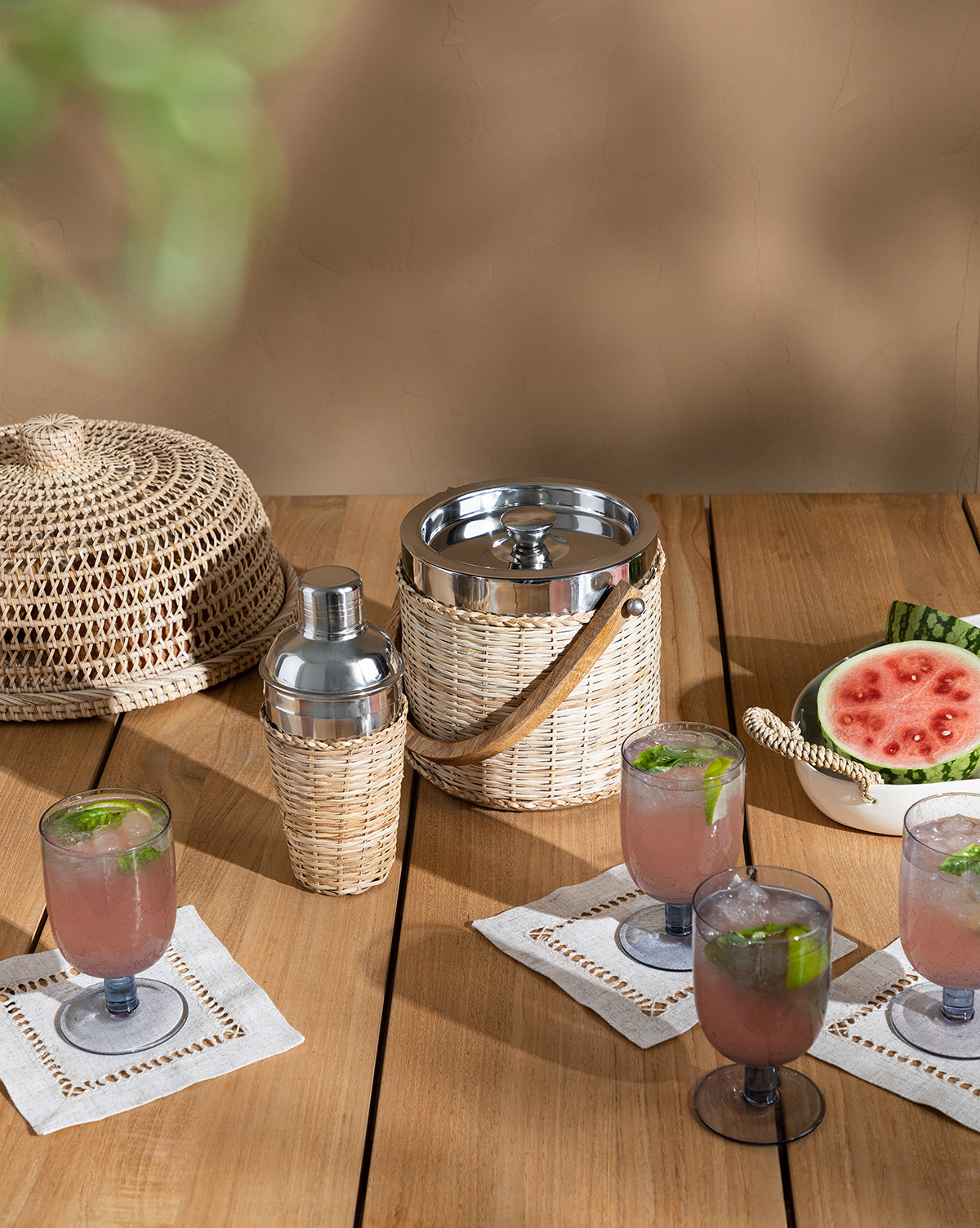 Natural Hemstitched Cocktail Napkins (Set of 4)