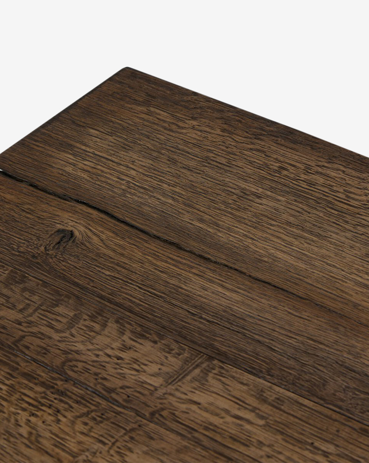 Close-up of the Inka Bench corner in burnt bleached oak, by McGee & Co.