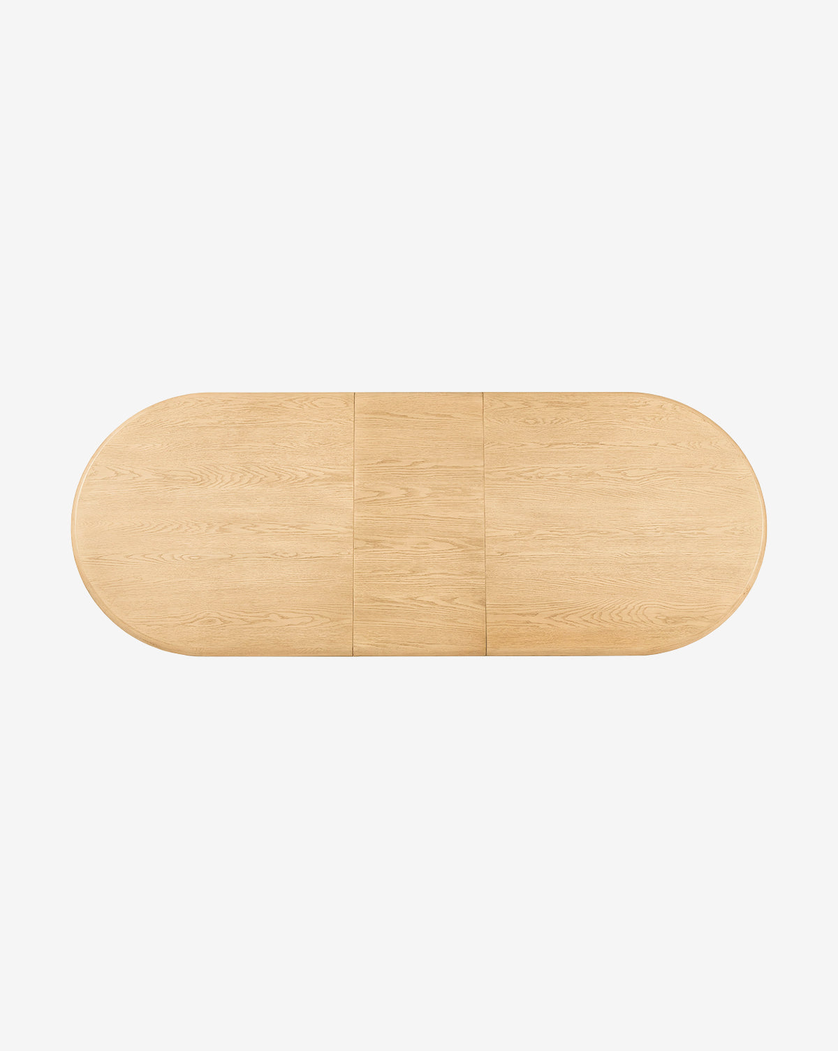 The Juliana Extension Dining Table is a light solid oak piece featuring a smooth, modern tabletop with a central rectangular extension, shown from above against a plain white background by McGee & Co.