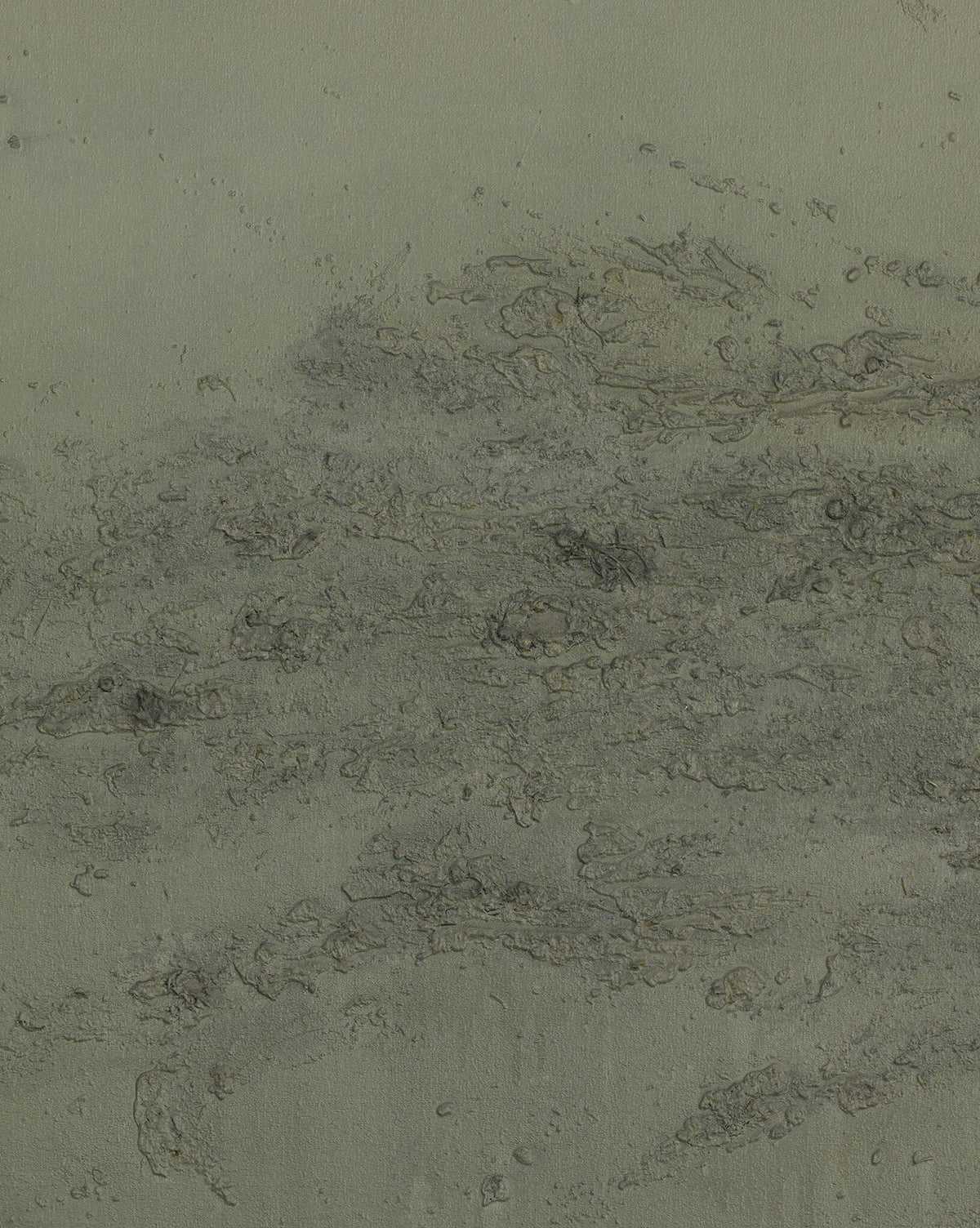 Knowledge Of The Stream by Tyler Guinn features a rough greenish-gray textured surface with cracks and irregular marks, reminiscent of worn concrete—an ideal abstract wall art piece for contemporary home decor, by McGee & Co.