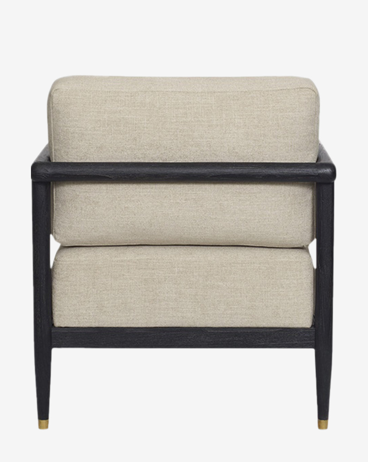 The Layne Lounge Chair features a modern black wooden frame and light beige Crypton fabric cushions, displayed front-facing on a white background by McGee & Co.