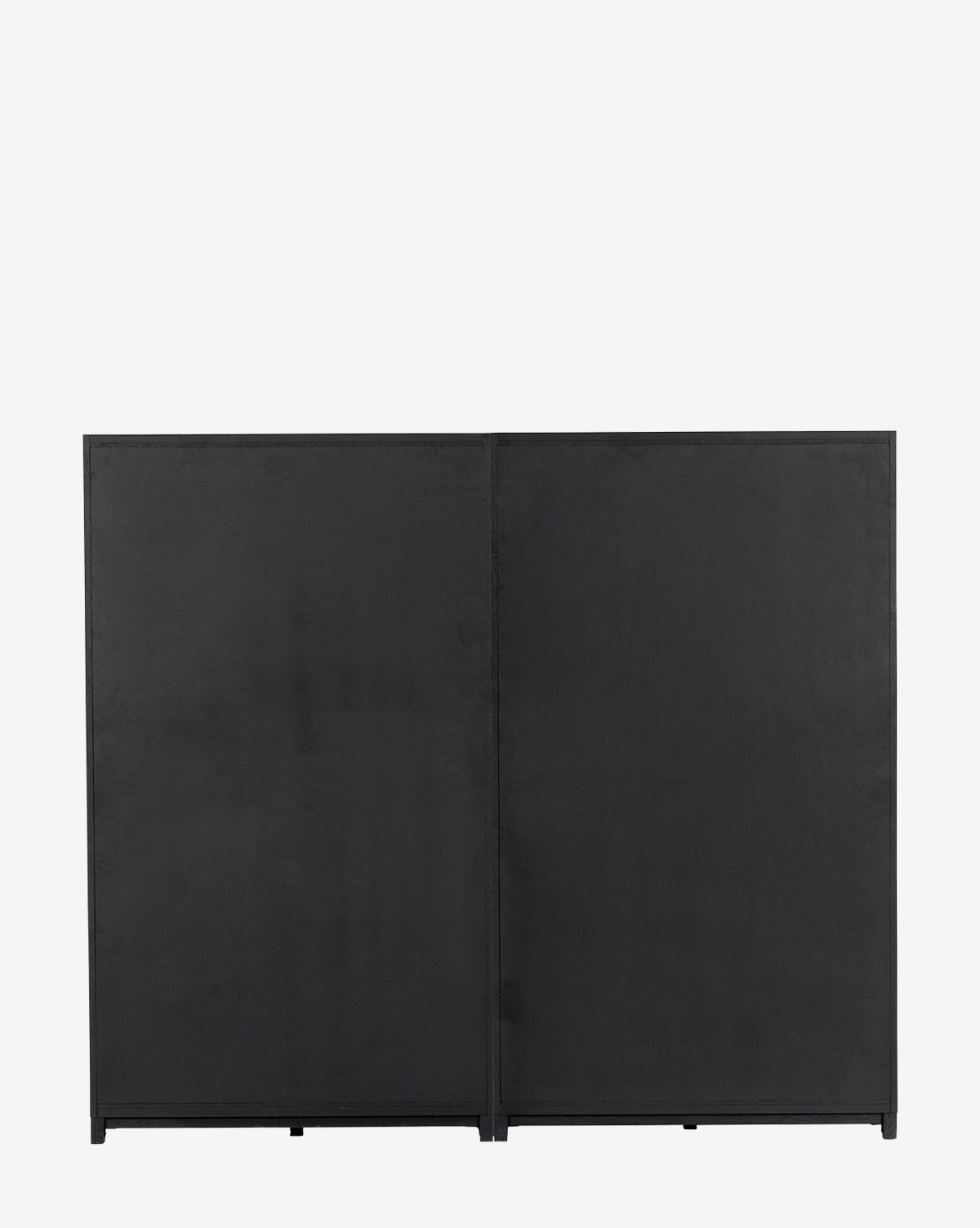 The Maddox Bookcase is a plain, black, rectangular unit featuring two closed doors, displayed against a white background by McGee & Co.