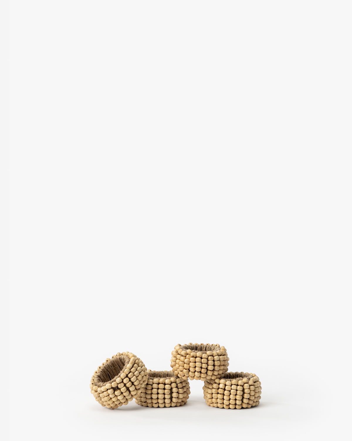 Mango Wood Bead Napkin Rings (Set of 4)