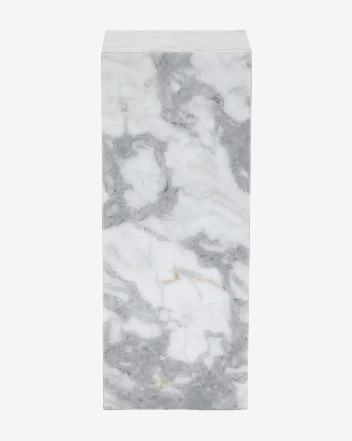 The Milania Marble Pedestal features a tall, rectangular design with smooth surfaces and natural veining—ideal as contemporary furniture or a striking accent for your living room, shown here against a plain white background, by McGee & Co.