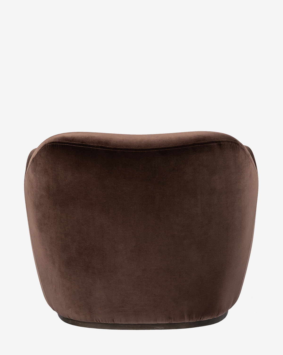 The Moira Swivel Chair features a modern, low-back design and is upholstered in rich cocoa fabric, shown from the back against a plain white background, by McGee & Co.