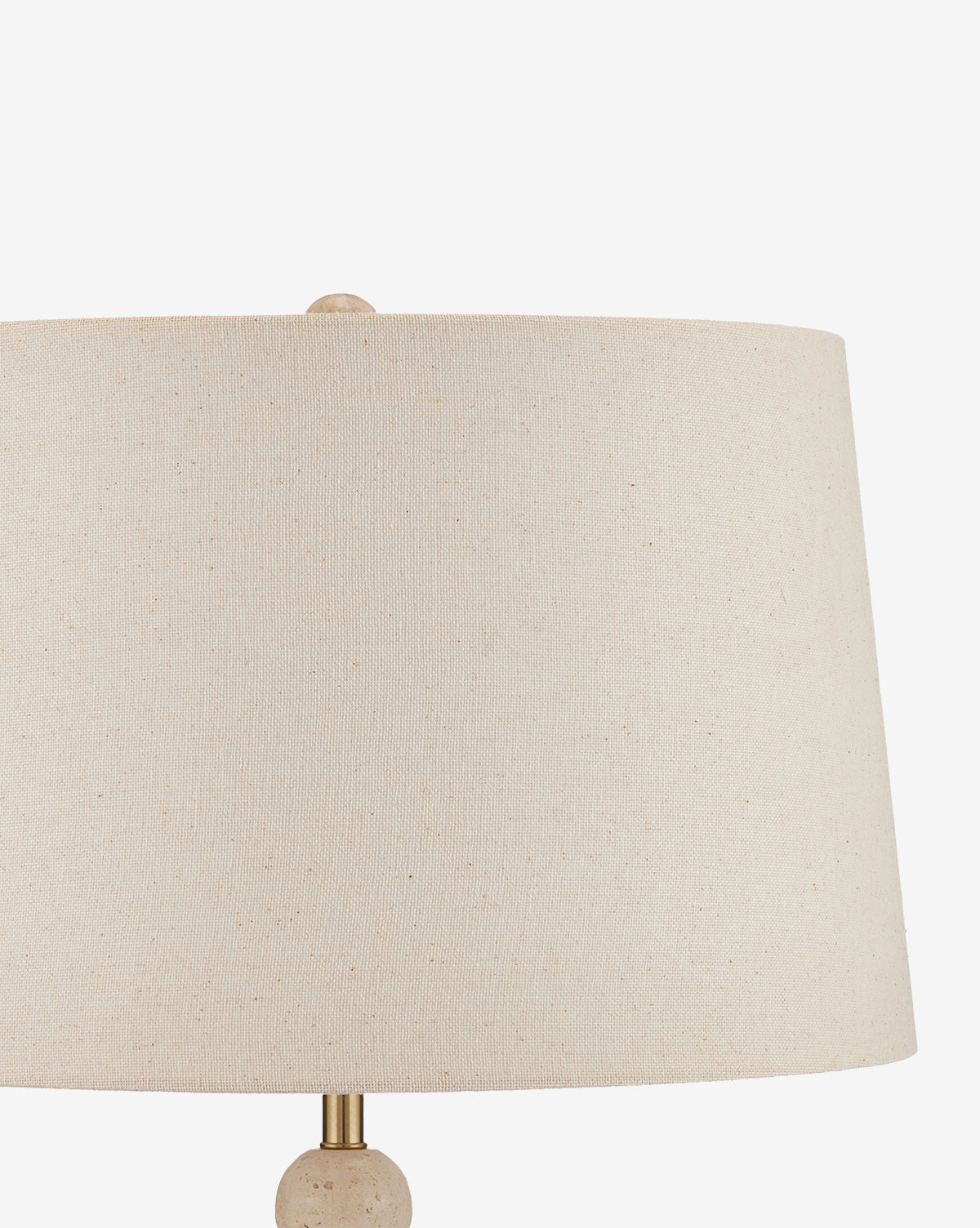 The Niobe Table Lamp features a beige flax linen shade with a simple rounded shape and matching top knob, displayed on a plain white background by McGee & Co.