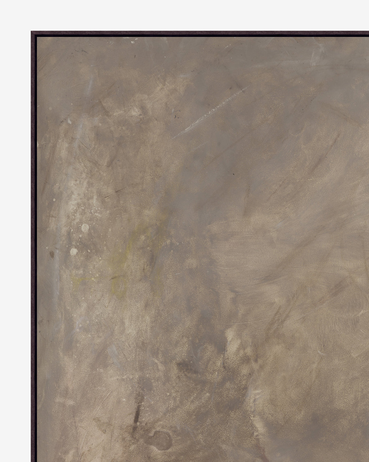 Nouveau Sepia Abstract features a textured brown and beige surface with smudges, spots, and subtle color variations, evoking the look of a weathered wall or abstract painting on gallery-wrapped canvas.