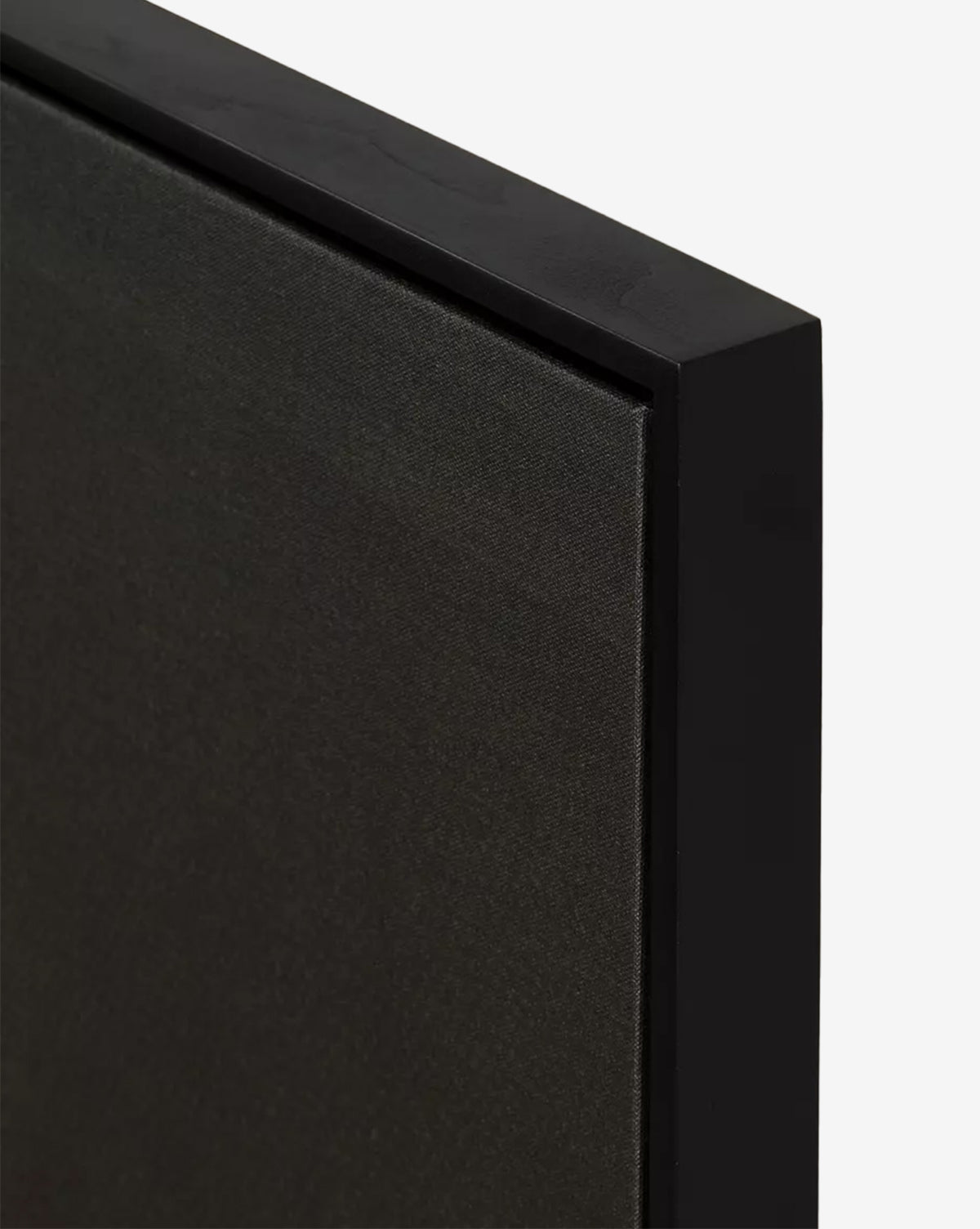 Close-up of the top corner of Pear I by Shaina Page, featuring a black-framed rectangular design styled like an American maple floater frame, set against a plain white background by McGee & Co.