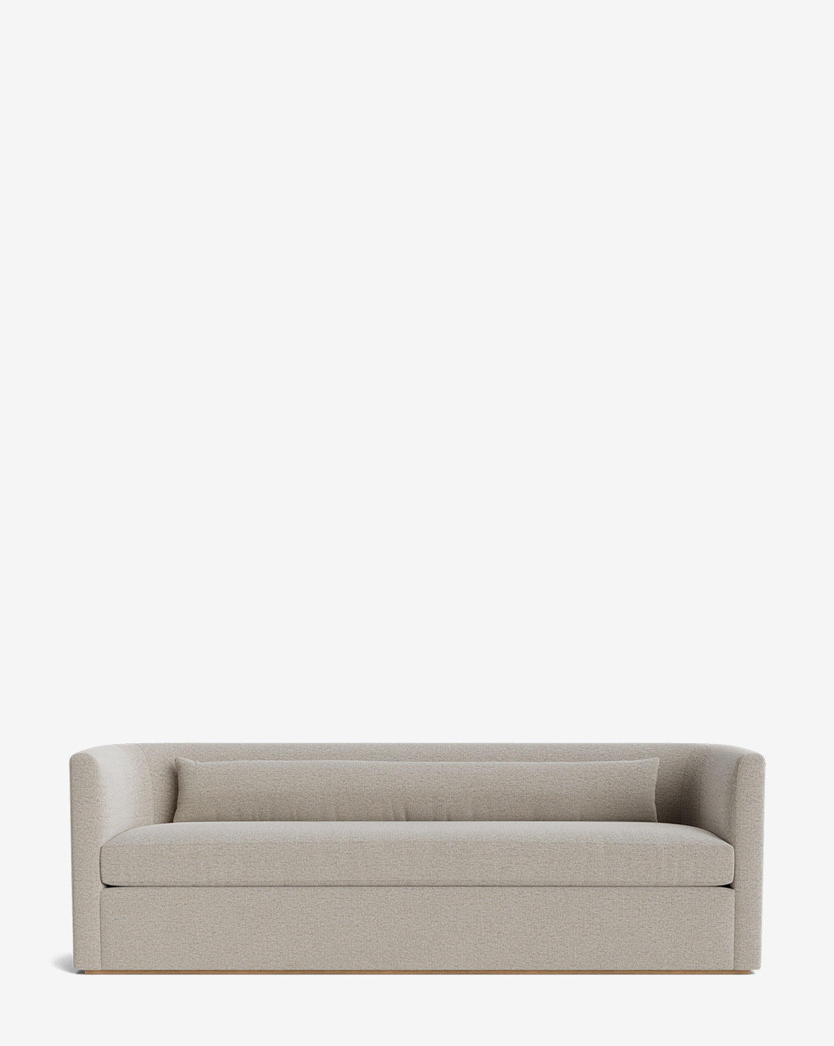 The Reese Sofa (84-96) showcases a modern light gray upholstery, straight back, low rounded arms, and a single down-wrapped cushion, set against a plain white background by McGee & Co.