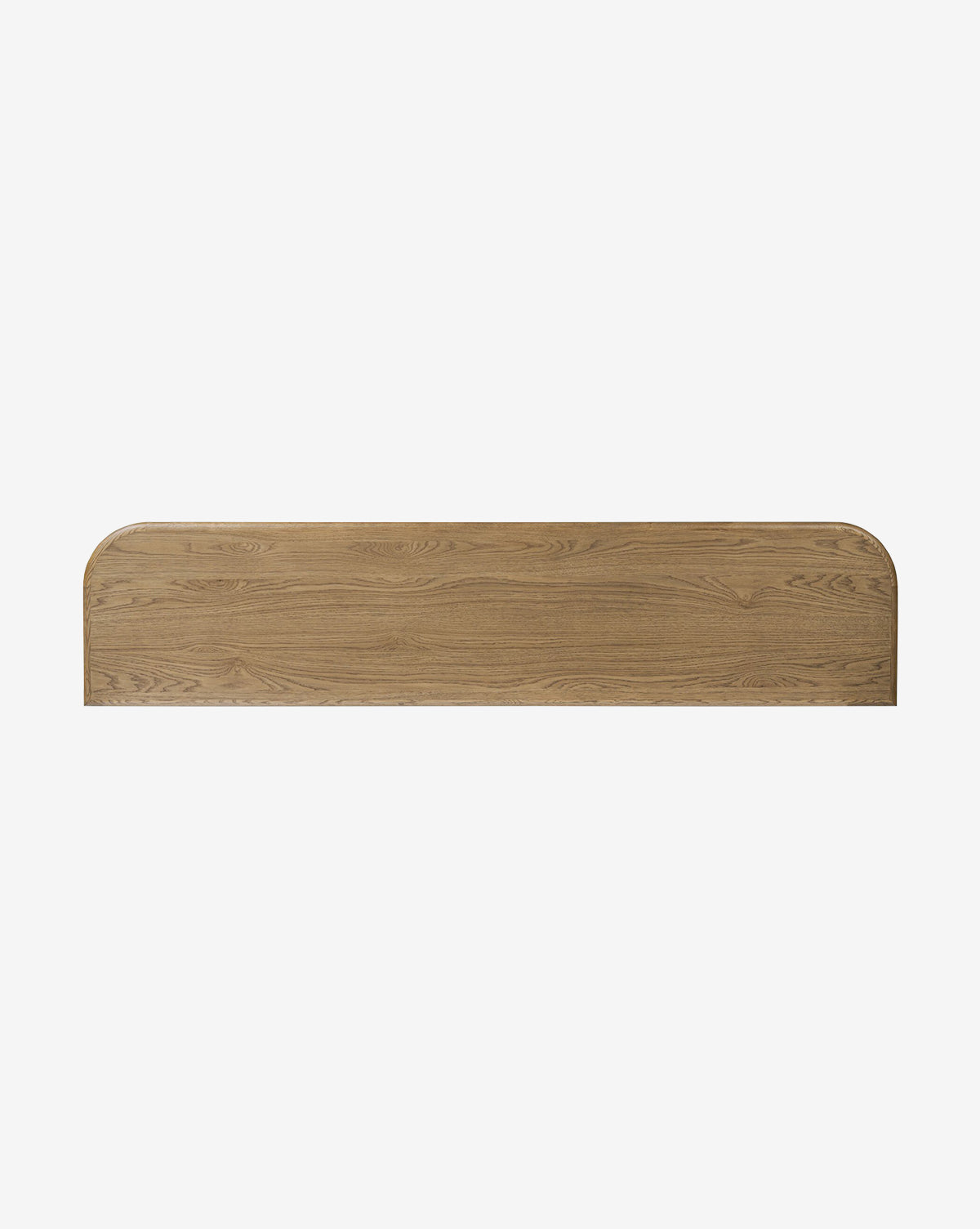 Rectangular wooden headboard with rounded top corners, smooth surface, and visible wood grain—crafted in a style that pairs seamlessly with the Rolette Sideboard, by McGee & Co. Shown against a plain white background.