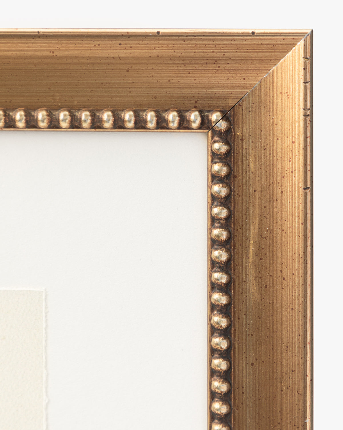 Close-up of the gold, beaded-edge picture frame holding Sky Studies 2, a serene artwork set against a white mat—perfect for displaying quality giclee prints.