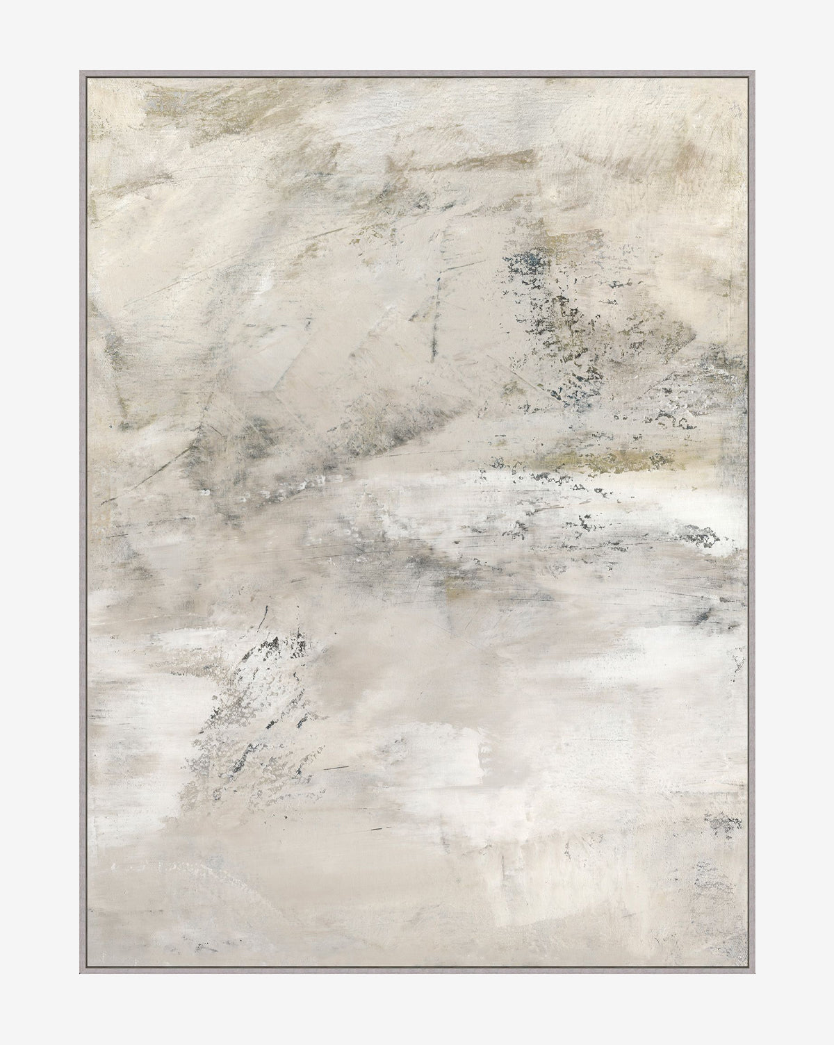 “Slush” features soft beige, white, and light gray brushstrokes for a textured, cloudy abstract look. Available as a giclee print on gallery-wrapped canvas, it adds an elegant touch to any space by McGee & Co.