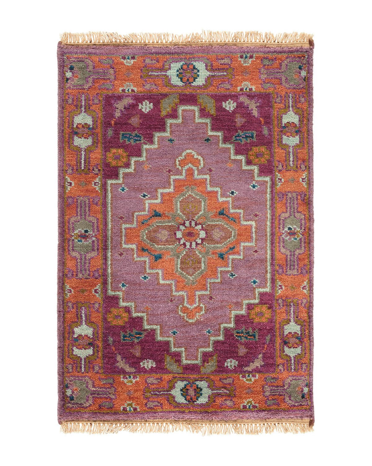 Venice Eggplant & Rust Hand-Knotted Rug Swatch
