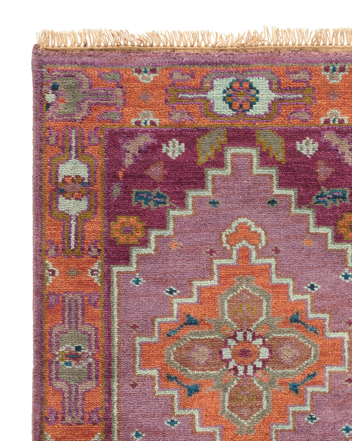 Venice Eggplant & Rust Hand-Knotted Rug Swatch
