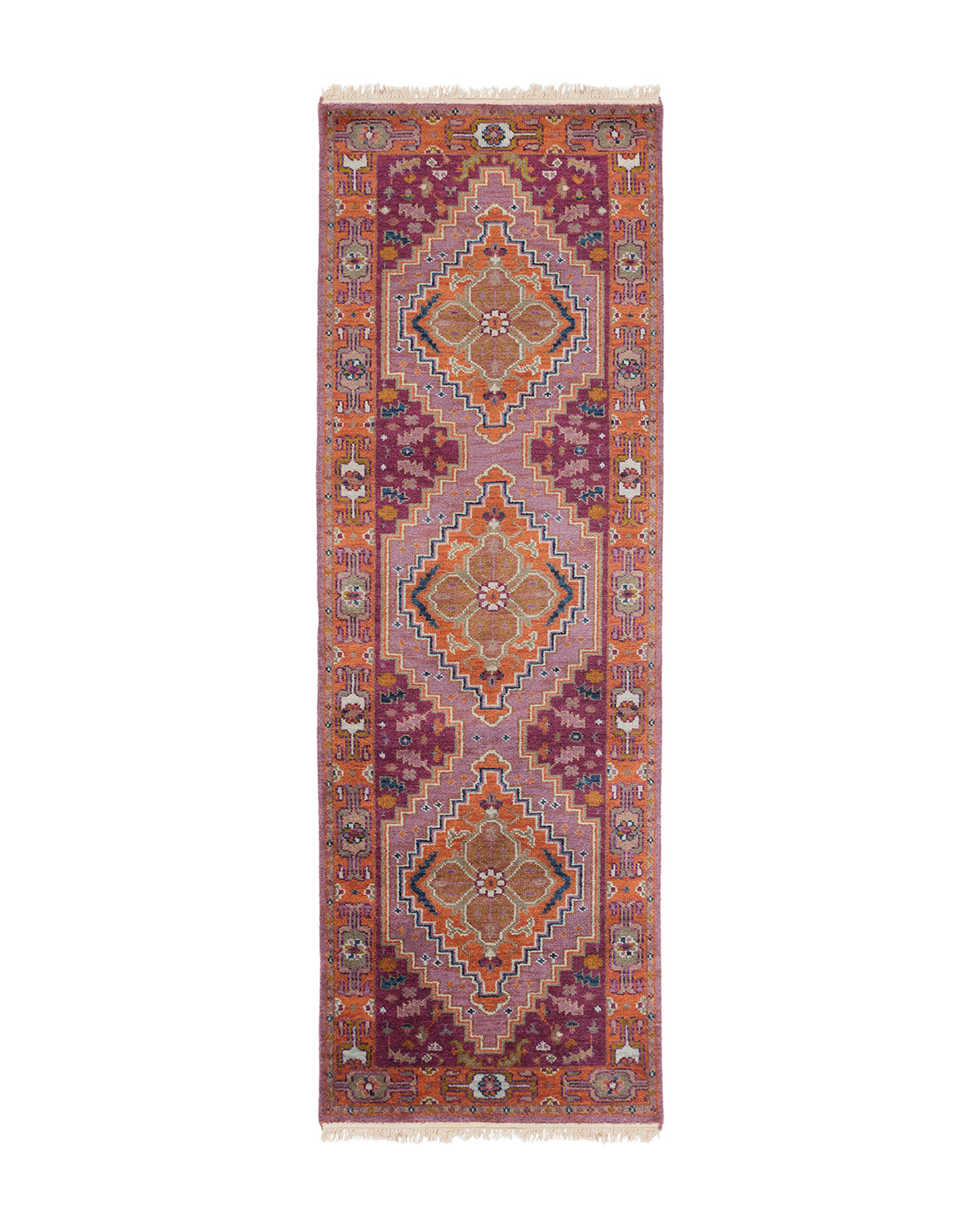 Venice Eggplant & Rust Hand-Knotted Rug Swatch