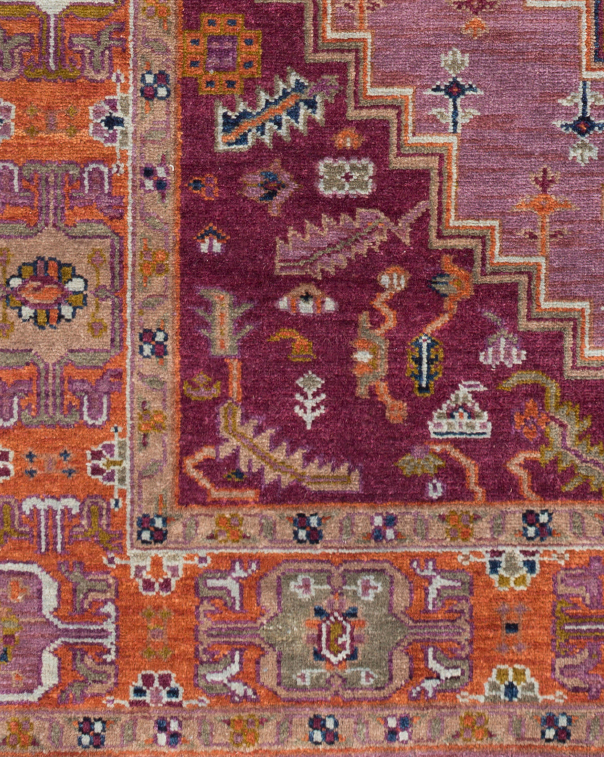 Venice Eggplant & Rust Hand-Knotted Rug Swatch