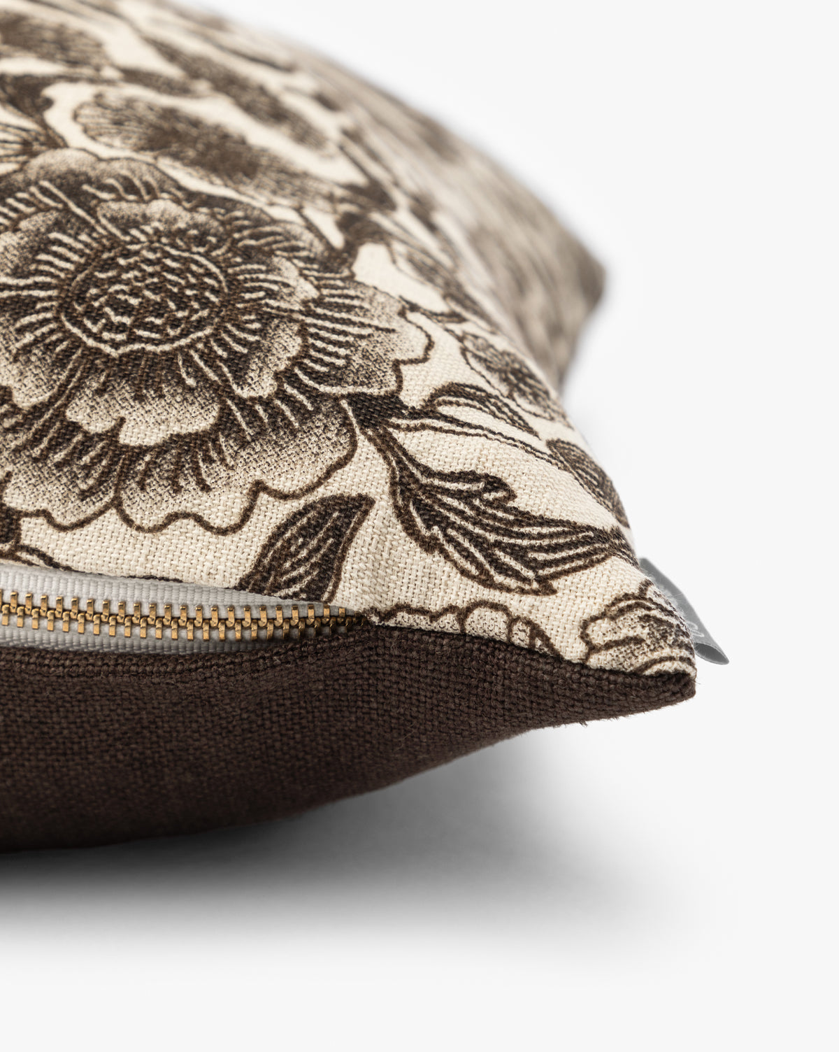 Vintage Brown Floral Print Pillow Cover