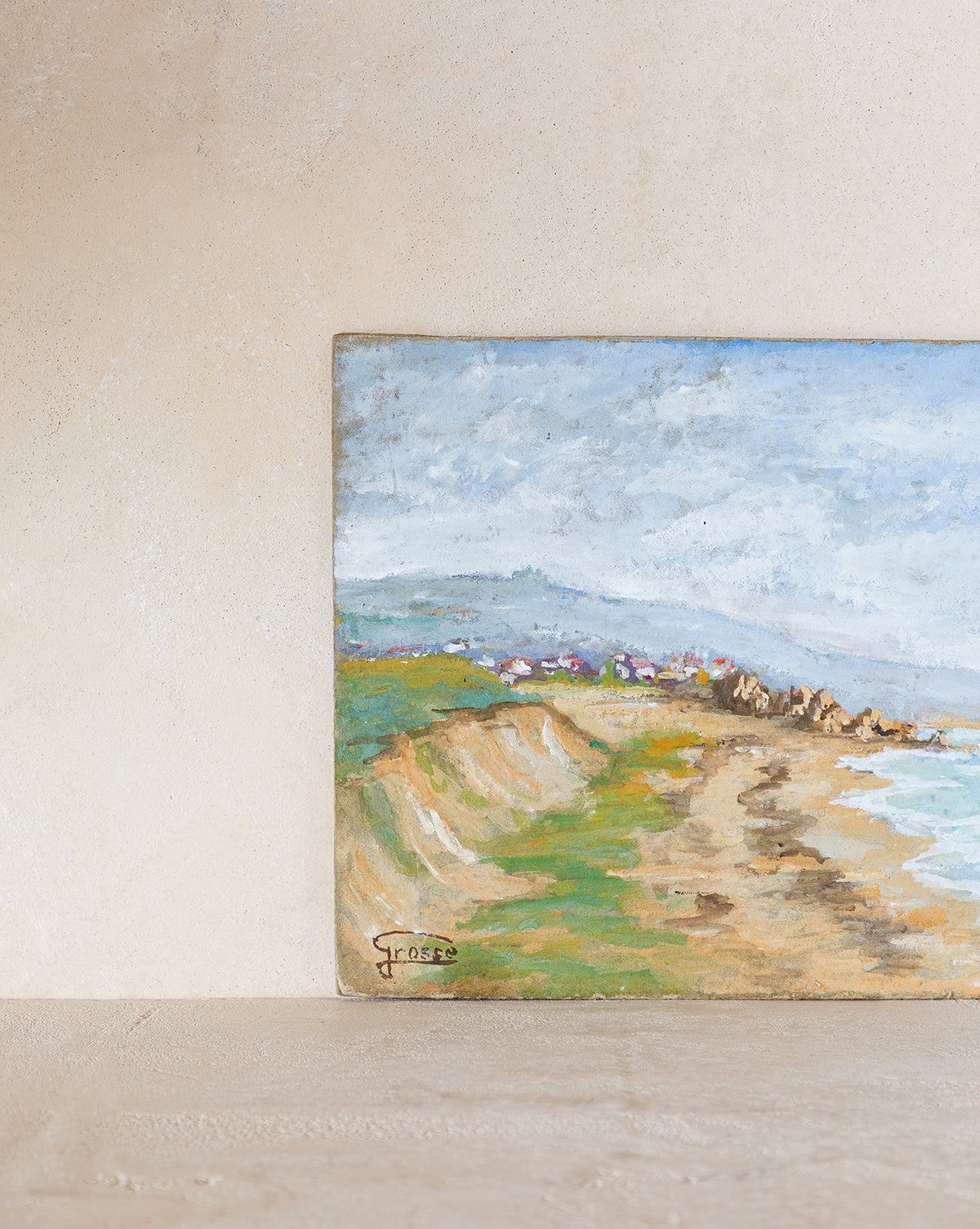 Vintage Early 20th Century Seaside Oil Painting