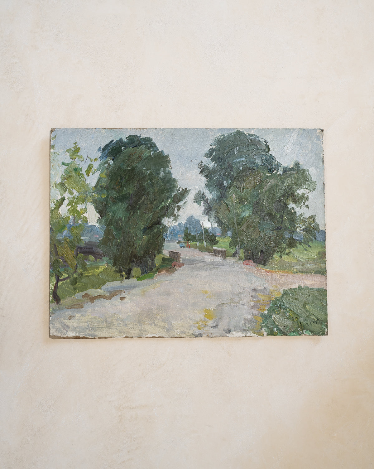 Vintage Tree Lined Road Painting