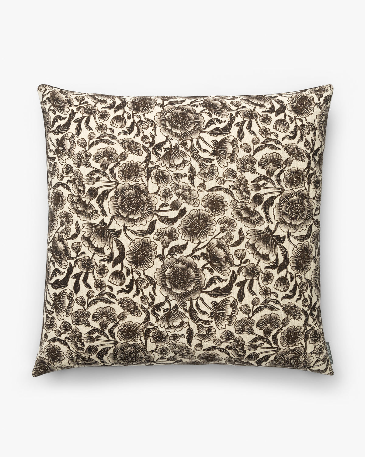Vintage Brown Floral Print Pillow Cover