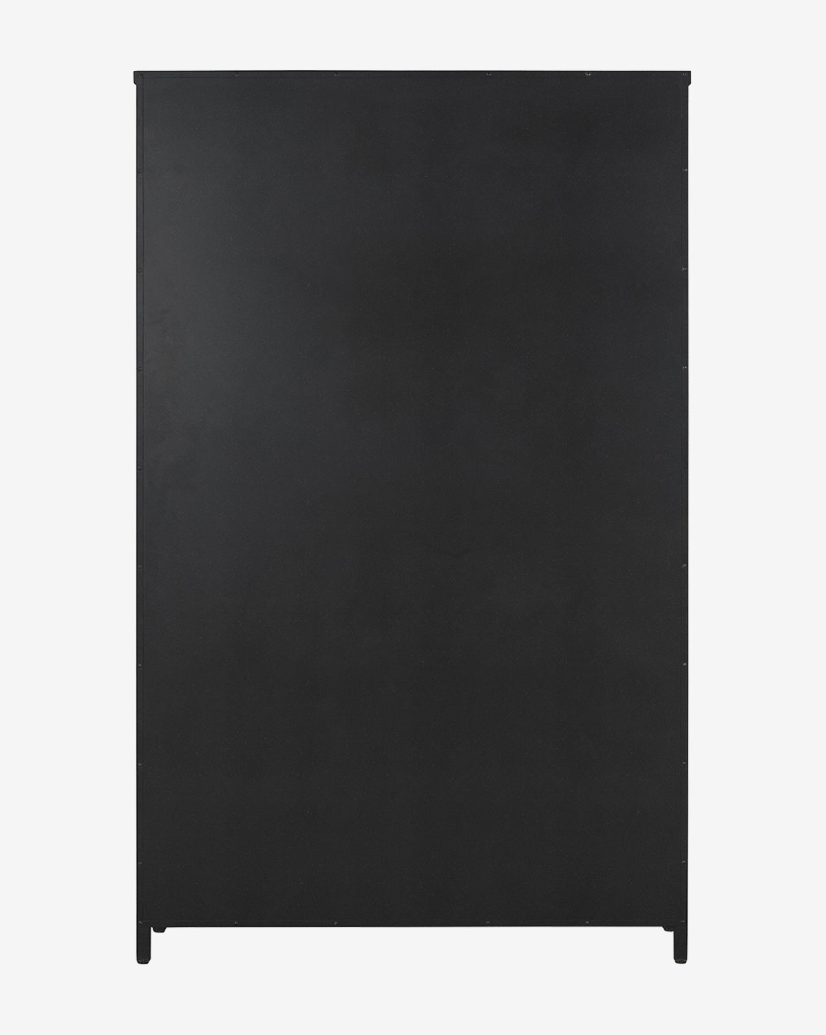 The Waylon Cabinet features a plain, rectangular black-finished iron frame panel standing upright against a light background, with small visible screws along the edges, by McGee & Co.