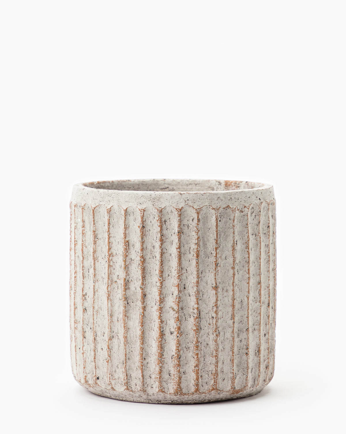Close-up of Whitewashed Ridge Pot’s rich texture and whitewashed finish, from McGee & Co.