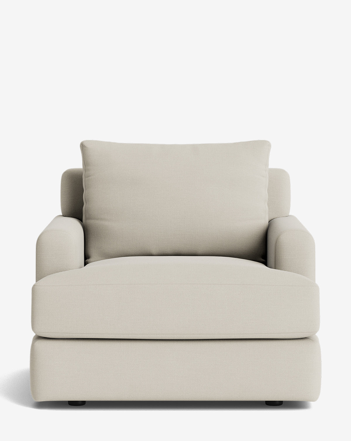 The Winthrop Lounge Chair is a modern, oversized beige chair featuring plush cushions and wide armrests, displayed on a plain white background by McGee & Co.