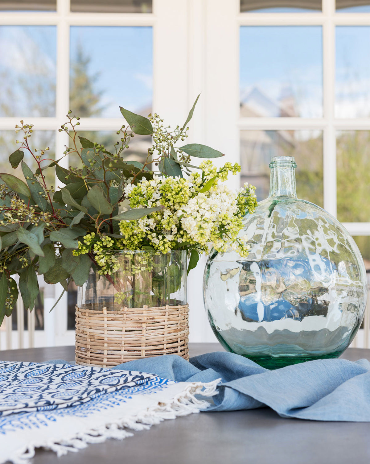Glass & Rattan Vase