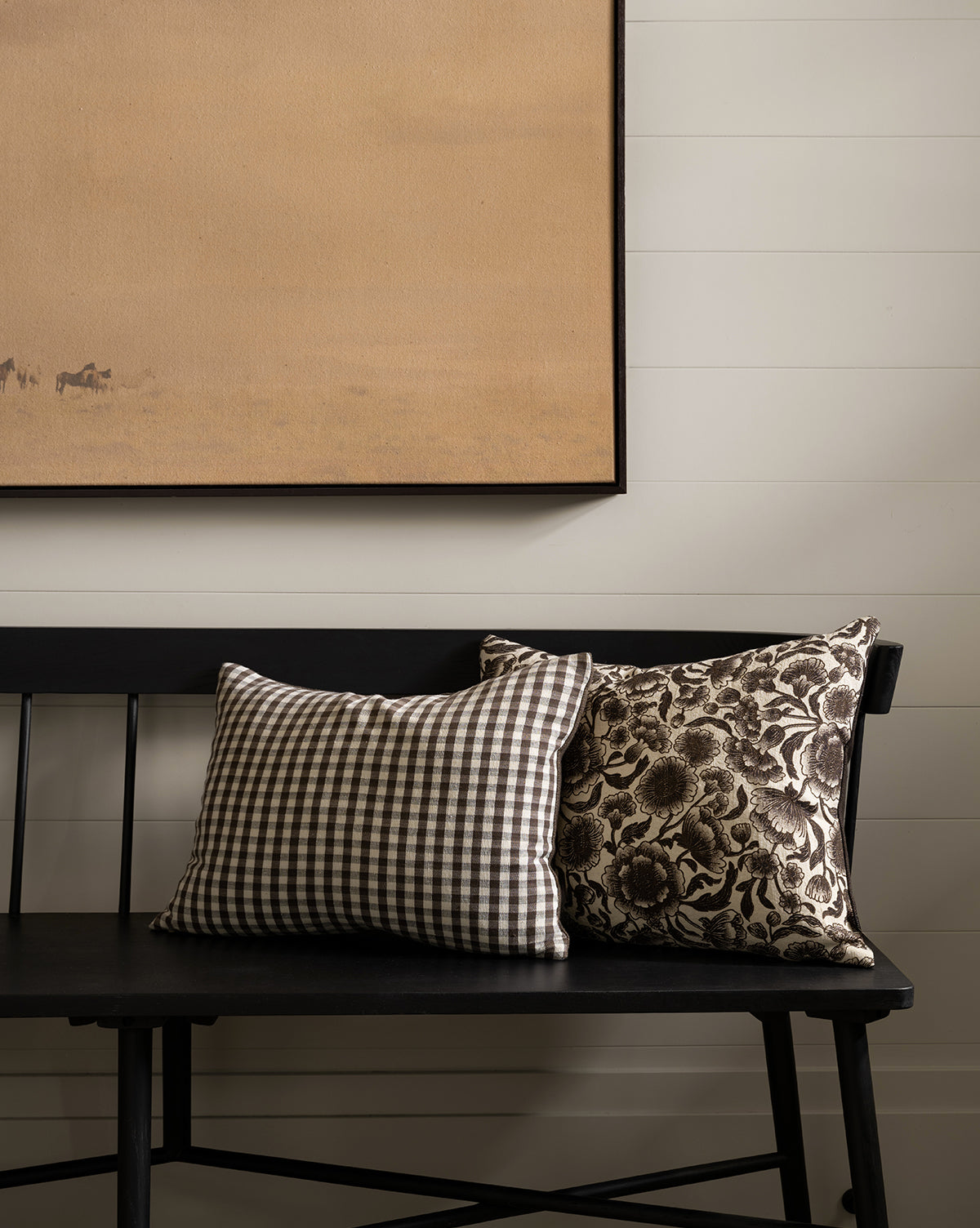 Vintage Brown Floral Print Pillow Cover