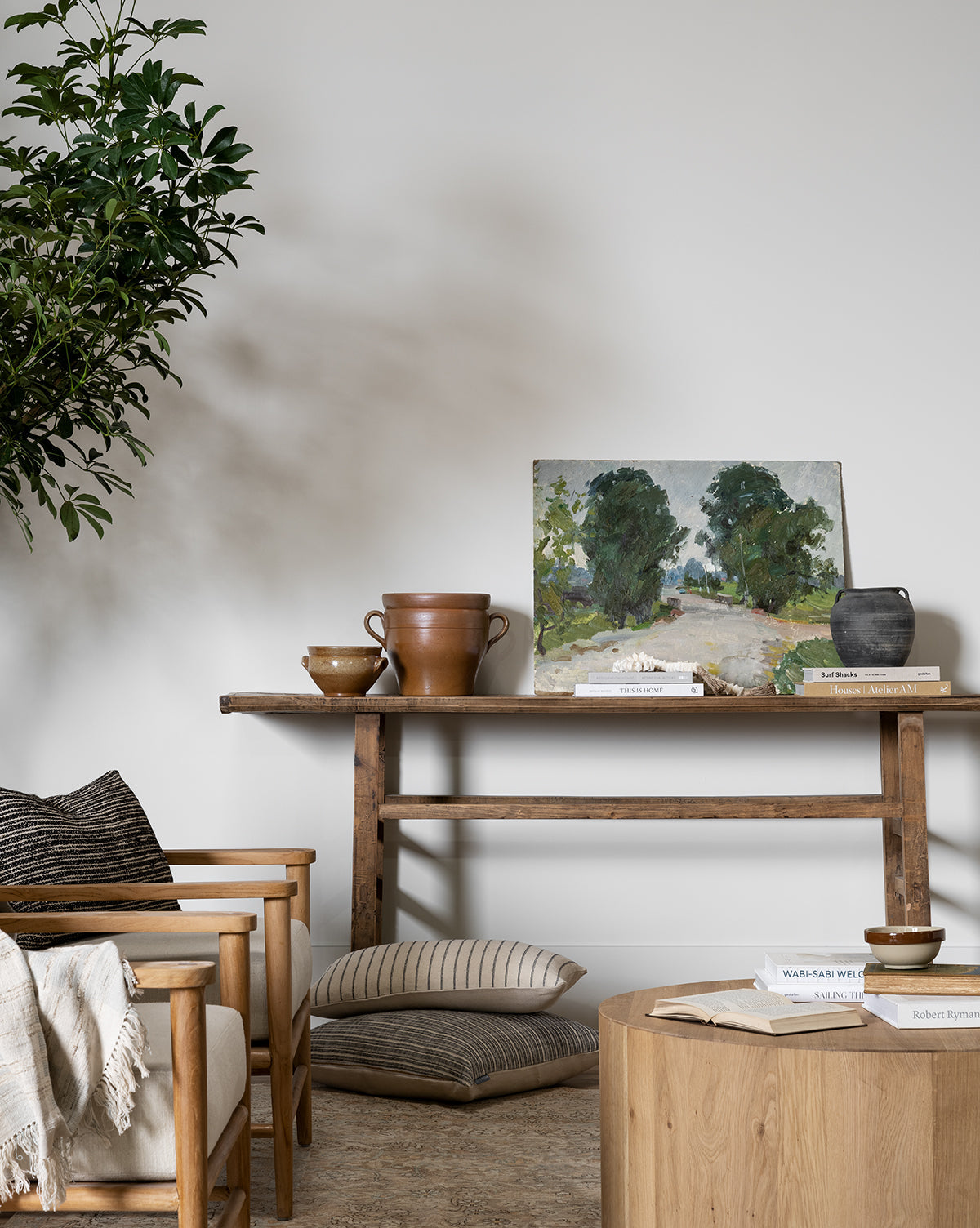 Vintage Tree Lined Road Painting