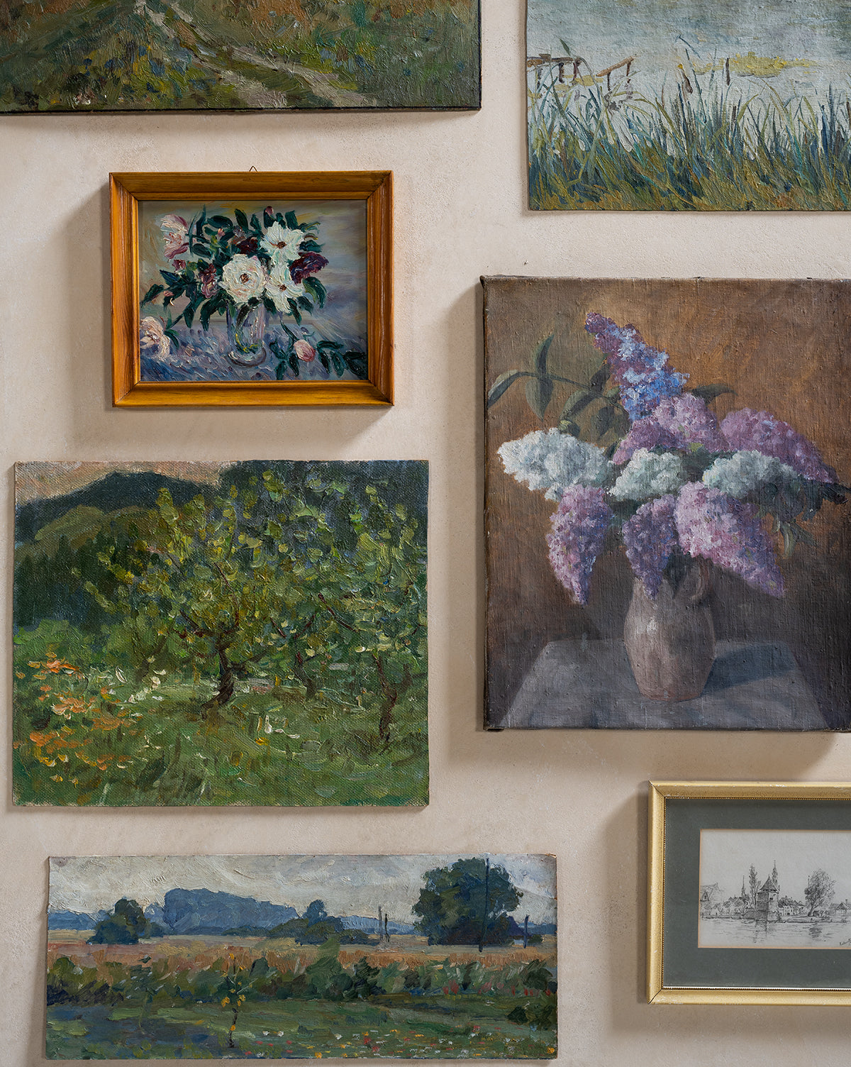 Vintage Tabletop Florals Painting