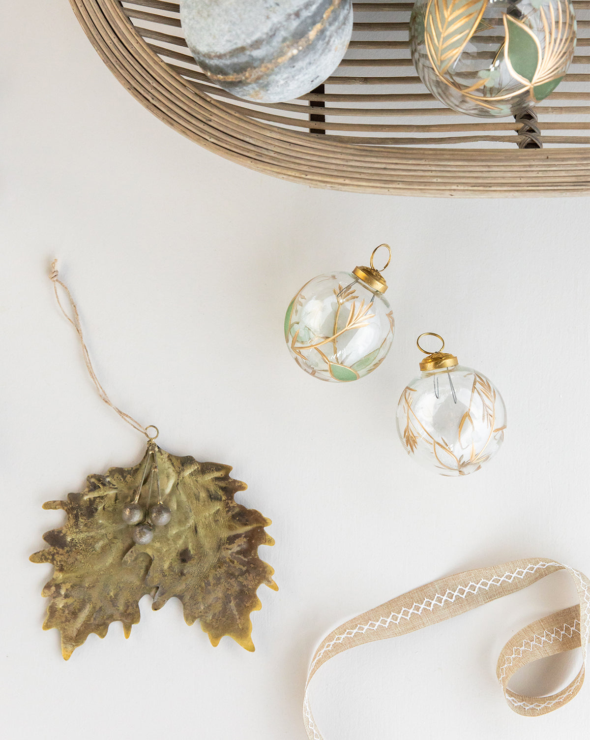Gold Holly Ornament